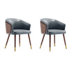 Modern Reeva Dining Chair Upholstered in Leatherette with Beech Wood Back and Solid Wood Legs in Walnut and Graphite Grey - Set of 2