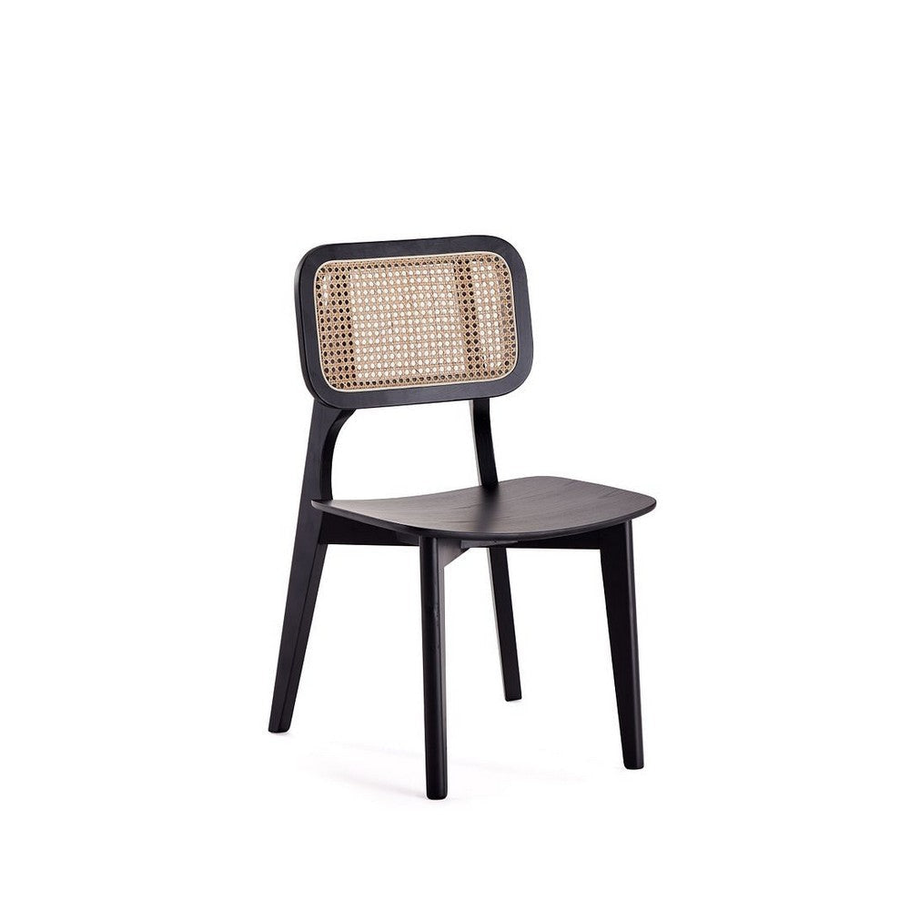 Versailles Square Dining Chair in Black and Natural Cane - Set of 4 MHC-2-DCCA01-BK