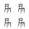 Versailles Square Dining Chair in Black and Natural Cane - Set of 4