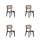 Versailles Square Dining Chair in Black and Natural Cane - Set of 4