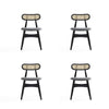 Colbert Dining Chair in Black and Cane with Grey Upholstered Seating - Set of 4