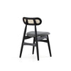Colbert Dining Chair in Black and Cane with Grey Upholstered Seating - Set of 4 MHC-2-DCCA02-GY