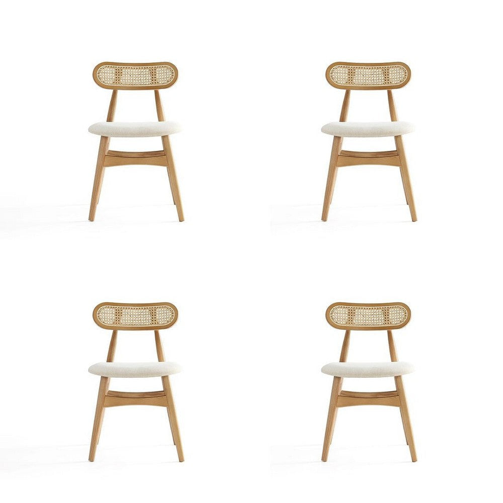 Colbert Dining Chair in Nature and Cane with Oatmeal Upholstered Seating - Set of 4