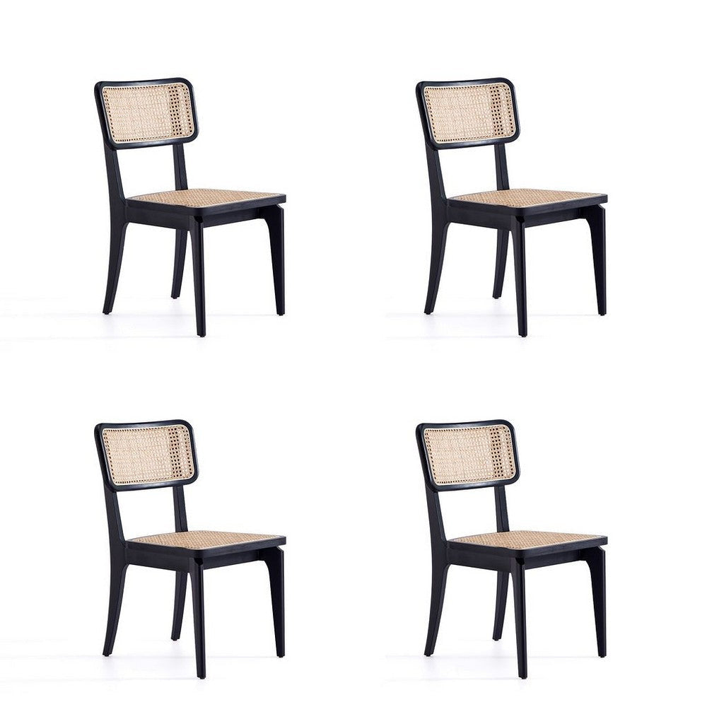 Giverny Dining Chair in Black and Natural Cane - Set of 4
