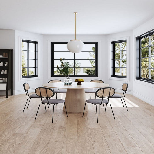 Jardin Dining Chair in Black with Cane and Grey Upholstered Seating - Set of 4