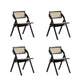 Lambinet Folding Dining Chair in Black and Natural Cane - Set of 4
