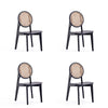 Versailles Round Dining Chair in Black and Natural Cane - Set of 4