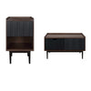 Duane Modern Ribbed End Table and Coffee Table in Dark Brown and Black