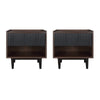 Duane Modern Ribbed Nightstand with Full Extension Drawer in Dark Brown and Black- Set of 2