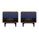 Duane Modern Ribbed Nightstand with Full Extension Drawer in Dark Brown and Navy Blue- Set of 2