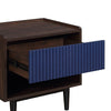 Duane Modern Ribbed Nightstand with Full Extension Drawer in Dark Brown and Navy Blue- Set of 2 MHC-2-NS-10GLF-NB