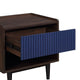 Duane Modern Ribbed Nightstand with Full Extension Drawer in Dark Brown and Navy Blue- Set of 2 MHC-2-NS-10GLF-NB