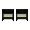 Sheridan Modern Cane Nightstand in Black- Set of 2
