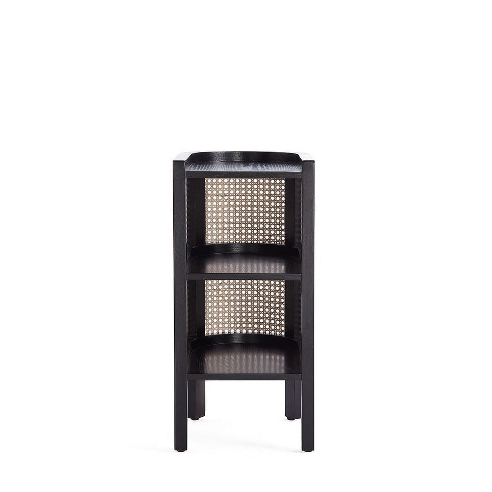 Versailles End Table in Black and Natural Cane - Set of 2 MHC-2-NSCA01-BK