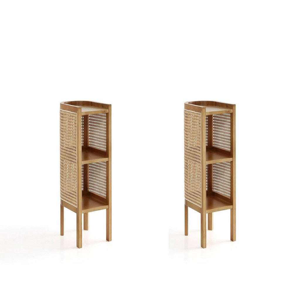 Versailles End Table in Nature Cane - Set of 2