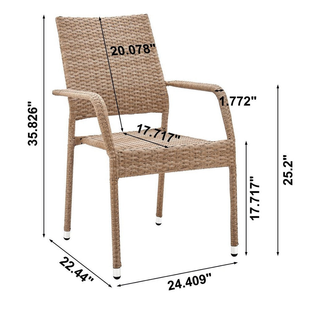 2-Piece Genoa Patio Dining Armchair in Nature Tan Weave MHC-2-OD-DC002-NE