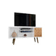 53.14" Mid Century - Modern TV Stand with 5 Shelves and 1 Door, White and Brown