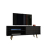 Liberty 62.99" Mid Century - Modern TV Stand with 3 Shelves and 2 Doors, Black