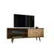 Liberty 62.99" Mid Century - Modern TV Stand with 3 Shelves and 2 Doors, Rustic Brown