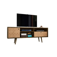 70.86" Mid Century - Modern TV Stand with 4 Shelving Spaces and 1 Drawer, Brown
