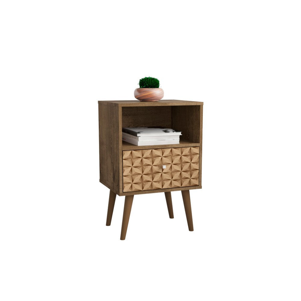 Liberty Mid Century - Modern Nightstand 1.0 with 1 Cubby Space and 1 Drawer, Brown