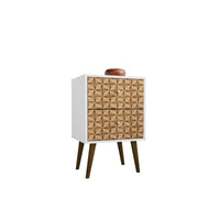 Mid Century - Modern Nightstand 2.0 with 2 Full Extension Drawers, White and Brown