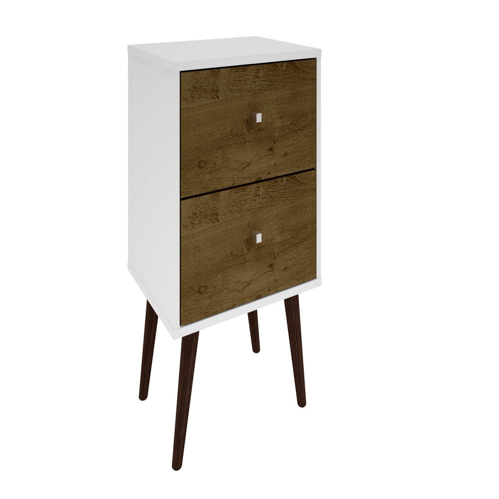 Mid Century - Modern Night stand & 2.0 w/ 2 Full Extension Drawers w/ Solid Wood Legs