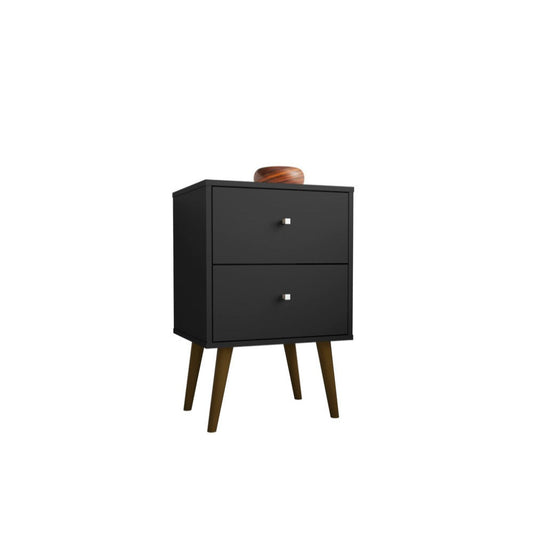 Liberty Mid Century - Modern Nightstand 2.0 with 2 Full Extension Drawers, Black
