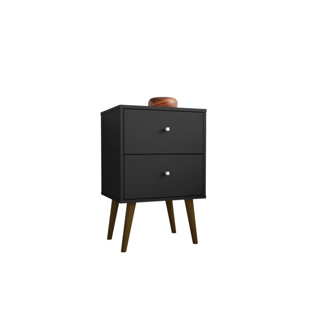 Liberty Mid Century - Modern Nightstand 2.0 with 2 Full Extension Drawers, Black