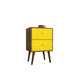 Mid Century - Modern Nightstand 2.0 W/ 2 Full Extension Drawers, Brown and Yellow