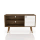 42.52" Mid Century - Modern TV Stand W/ 2 Shelves and 1 Door, Rustic Brown and White