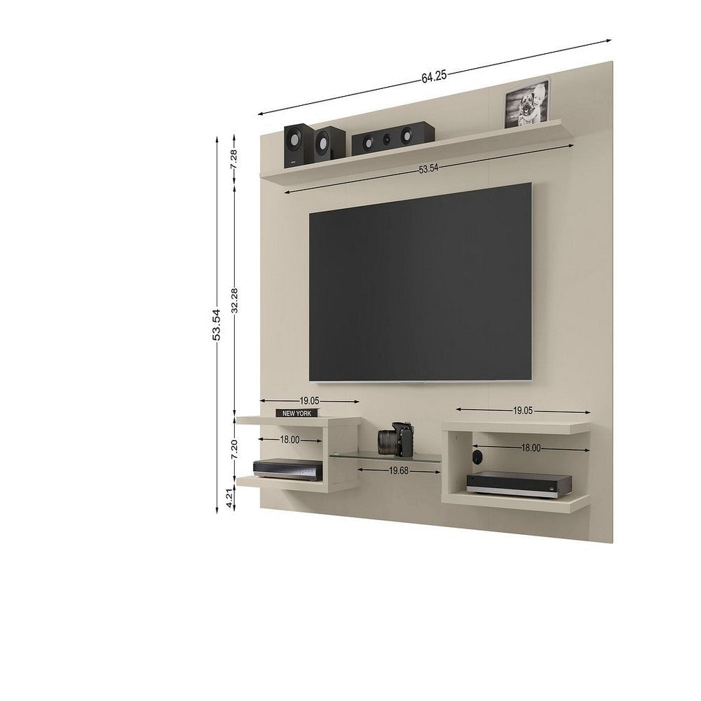 Plaza 64.25 Modern Floating Wall Entertainment Center with Display Shelves in Off White MHC-224BMC1