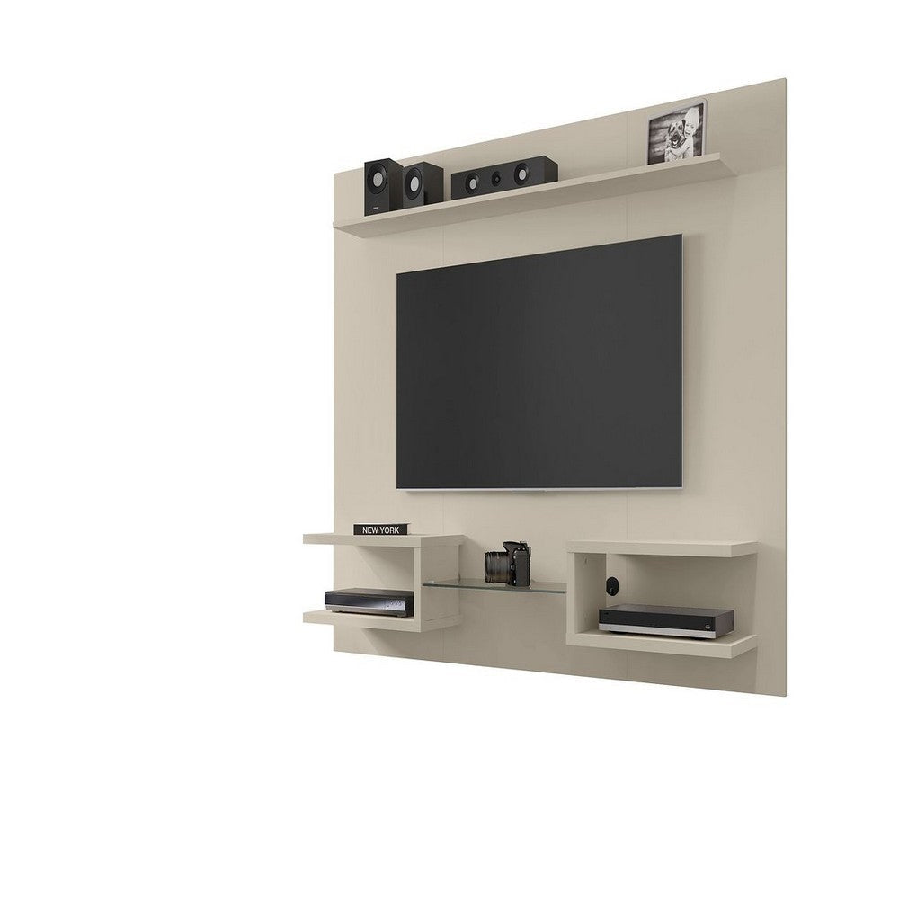 Plaza 64.25 Modern Floating Wall Entertainment Center with Display Shelves in Off White MHC-224BMC1