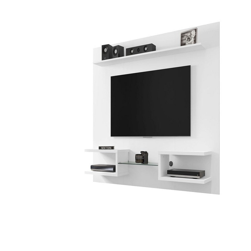 Plaza 64.25 Modern Floating Wall Entertainment Center with Display Shelves in White MHC-224BMC6