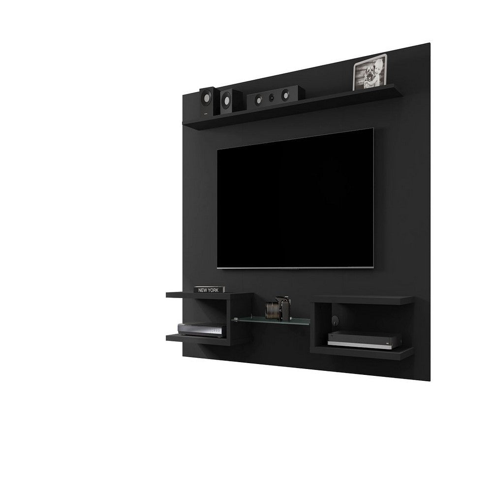 Plaza 64.25 Modern Floating Wall Entertainment Center with Display Shelves in Black MHC-224BMC8