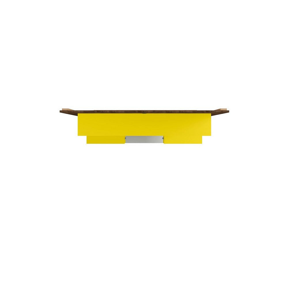 Plaza 64.25 Modern Floating Wall Entertainment Center with Display Shelves in Rustic Brown and Yellow MHC-224BMC94