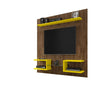 Plaza 64.25 Modern Floating Wall Entertainment Center with Display Shelves in Rustic Brown and Yellow MHC-224BMC94