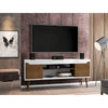 Bradley 62.99 TV Stand White and Rustic Brown with 2 Media Shelves and 2 Storage Shelves in White and Rustic Brown with Solid Wood Legs