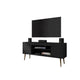 Bradley 62.99 TV Stand Black  with 2 Media Shelves and 2 Storage Shelves in Black  with Solid Wood Legs