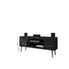 Bradley 62.99 TV Stand Black with 2 Media Shelves and 2 Storage Shelves in Black with Solid Wood Legs MHC-228BMC8