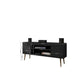 Bradley 62.99 TV Stand Black with 2 Media Shelves and 2 Storage Shelves in Black with Solid Wood Legs MHC-228BMC8