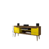Bradley 62.99 TV Stand Rustic Brown and Yellow with 2 Media Shelves and 2 Storage Shelves in Rustic Brown and Yellow with Solid Wood Legs