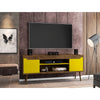 Bradley 62.99 TV Stand Rustic Brown and Yellow with 2 Media Shelves and 2 Storage Shelves in Rustic Brown and Yellow with Solid Wood Legs