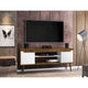 Bradley 62.99 TV Stand Rustic Brown and White with 2 Media Shelves and 2 Storage Shelves in Rustic Brown and White with Solid Wood Legs