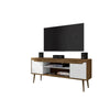 Bradley 62.99 TV Stand Rustic Brown and White  with 2 Media Shelves and 2 Storage Shelves in Rustic Brown and White  with Solid Wood Legs