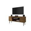 Bradley 62.99 TV Stand Rustic Brown with 2 Media Shelves and 2 Storage Shelves in Rustic Brown with Solid Wood Legs