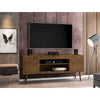Bradley 62.99 TV Stand Rustic Brown with 2 Media Shelves and 2 Storage Shelves in Rustic Brown with Solid Wood Legs MHC-228BMC9