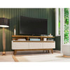 Yonkers 62.99 TV Stand with Solid Wood Legs and 6 Media and Storage Compartments in Off White and Cinnamon MHC-233BMC12