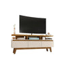 Yonkers 62.99 TV Stand with Solid Wood Legs and 6 Media and Storage Compartments in Off White and Cinnamon