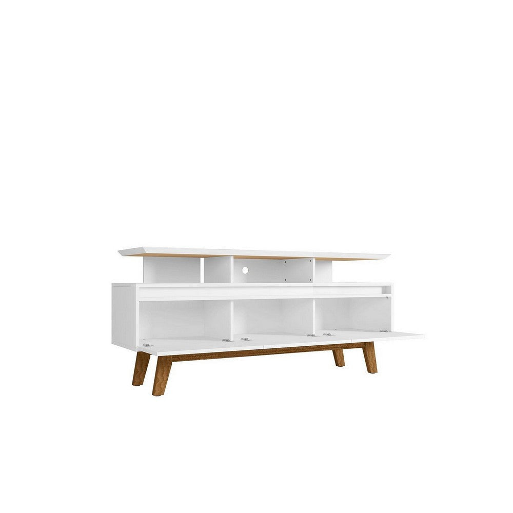Yonkers 62.99 TV Stand with Solid Wood Legs and 6 Media and Storage Compartments in White MHC-233BMC6